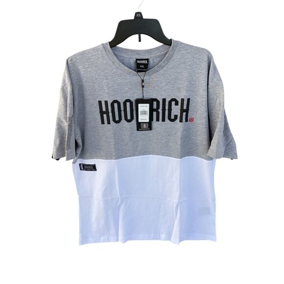 Hoodrich Mens Two-Tone Grey & White Short Sleeve T-Shirt XXL Cotton Casual - Picture 1 of 6